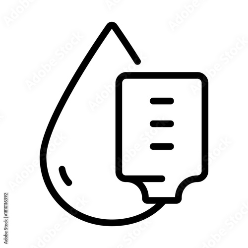 Intravenous saline drip line icon, world cancer day and chemotherapy, blood transfusion vector graphics. IV therapy symbol for healthcare apps, medical websites, and hospital-related visuals.
