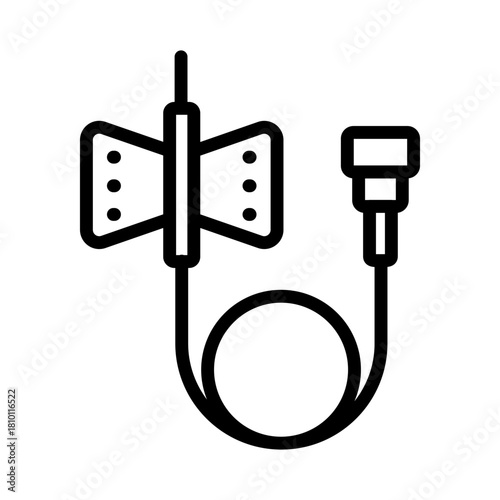 Butterfly catheter outline icon. Vector illustration of an intravenous therapy, for healthcare apps, medical websites, and hospital-related visuals.