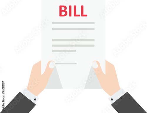 businessman stress or Shocked bill Big expenses and financial problem debt concept. Flat vector illustration

