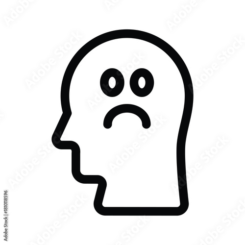 Sad reaction mind icon