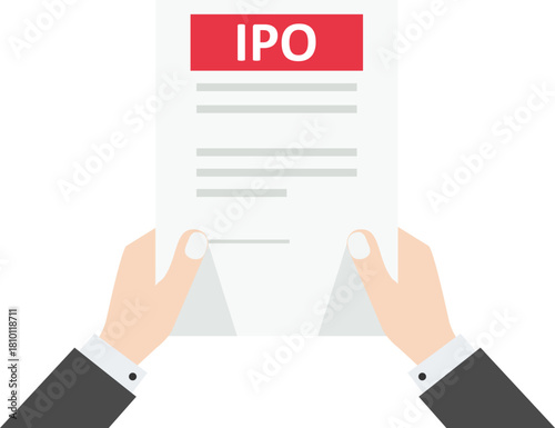 IPO, initial public offering. businessman offer Investing on laptop Concept ,Flat vector illustration.

