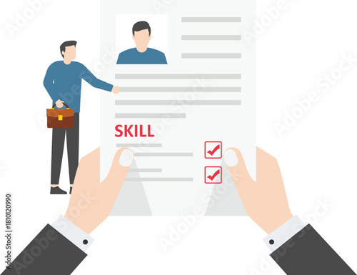 Success candidate get new job with best resume, human resources hiring. creativity way to present business profile to apply for new job concept

