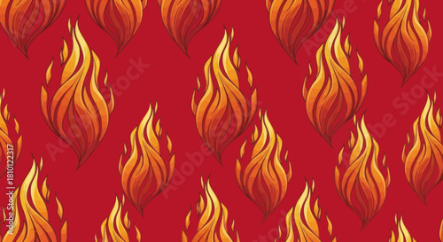 Fire flames pattern on red backdrop