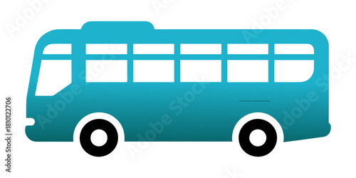 Teal Bus Icon: Gradient Vector Graphic for Public Transportation, School Travel, Commuting, and Journey Planning Apps