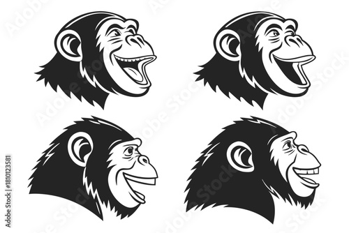 Smiling chimpanzee icon in a minimalist style