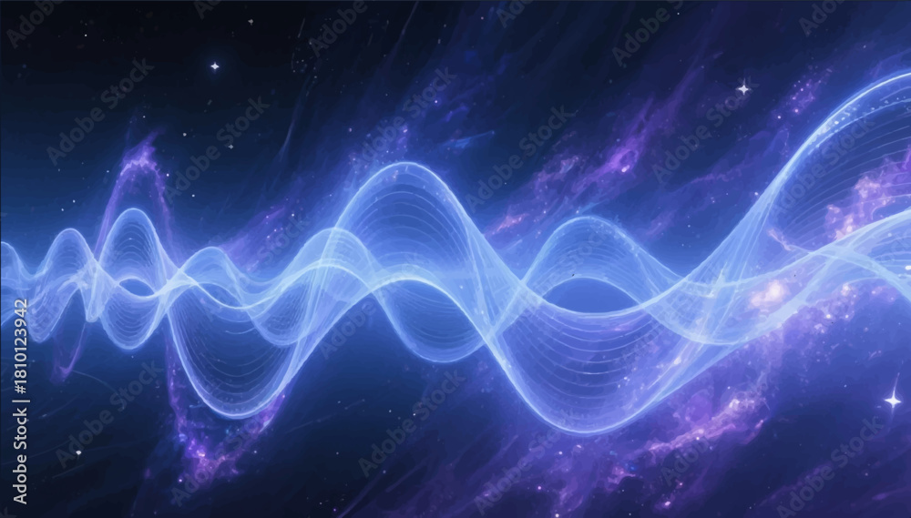 Fototapeta premium An illustration of the waves of an electromagnetic pulse located in outer space. Vector graphics. EPS.