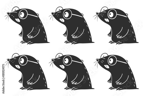 Cute cartoon mole wearing glasses friendly animal character illustration