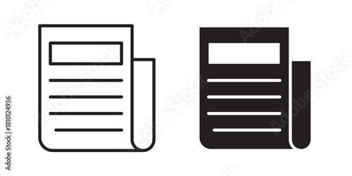 Newspaper Icon. Vector illustration with stroke and fill on a white background.