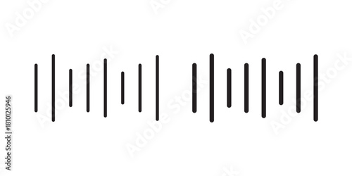 Audio Wave Icon. Audio sound symbol. Audio equalizer icon. Sound wave logo template. Vector illustration with stroke and fill on a white background.
