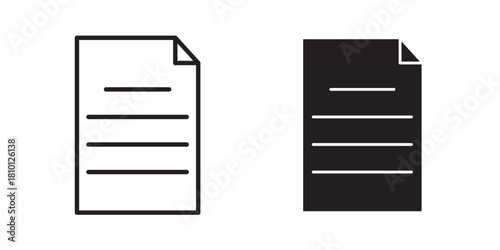 Document Text icon. File Icon. Paper icon. Vector illustration with stroke and fill on a white background.