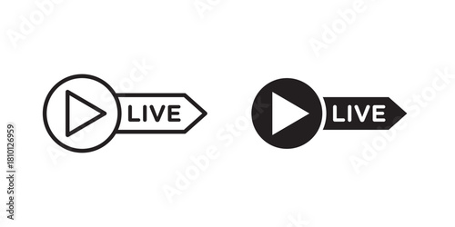 Live Stream icon.  Real-time video, Streaming platform, Video content. Vector illustration with stroke and fill on a white background.