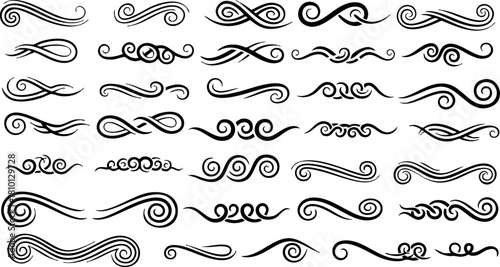 Decorative ornamental swirl vector collection for vintage design and elegant divider elements