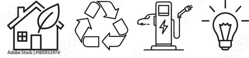 Clean Line Icons Representing Sustainability and Innovation