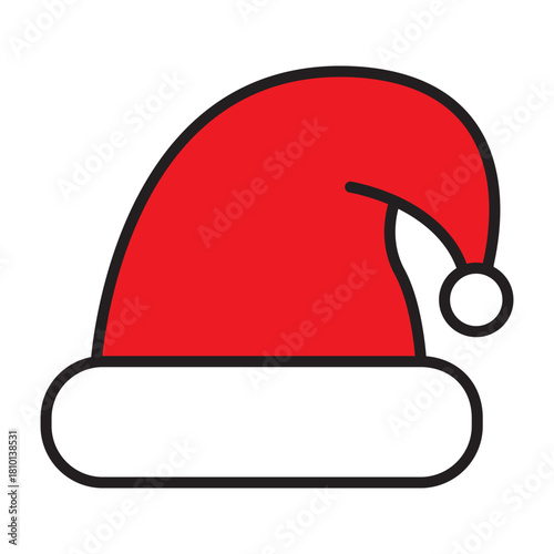 Santa hat colorful icon, Christmas vector illustration