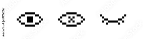Pixel Eye Icons Set — Open, Closed, Hidden