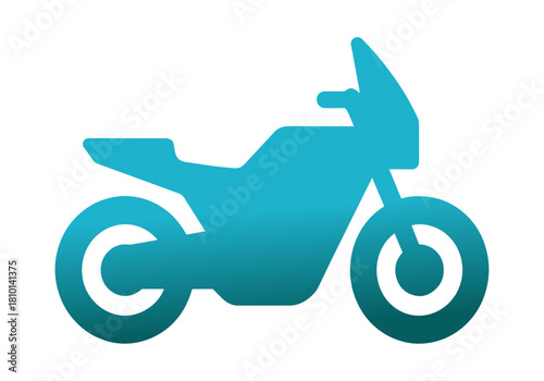 Teal Motorcycle Icon: Gradient Silhouette Vector Graphic for Motorbikes, Scooters, Travel, Delivery, and Adventure Apps