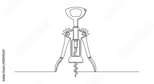 Corkscrew opener with handle and twist mechanism on a tabletop  
