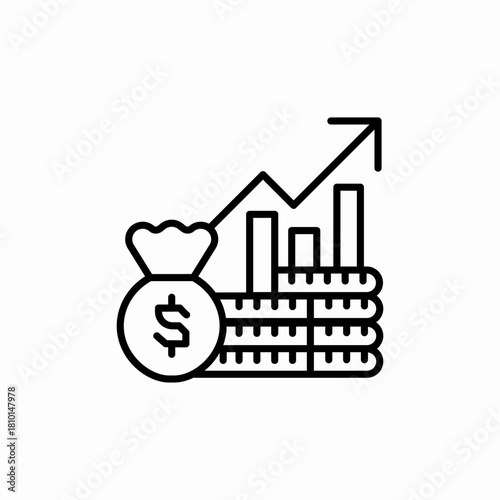 money amount ascending icon sign vector