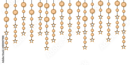 gold silver beaded curtain hanging decoration with alternating metallic beads for elegant party wedding backdrop design