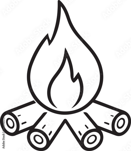 Campfire and bonfire icon set. Fire flame symbol collection
