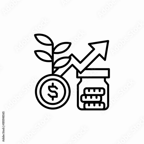 savings ascending icon sign vector