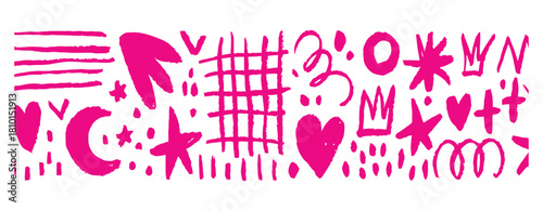 Pink doodle elements and symbols EPS icon