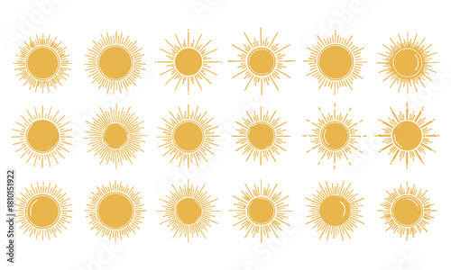 Collection of yellow flower vector in rows