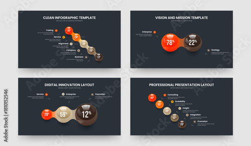 Project Introduction 5 2 3 Element Infographic Presentation Template Bundle. Professional Analysis Five Two Three Option Graph Slide Layout Vector Illustration Collection.