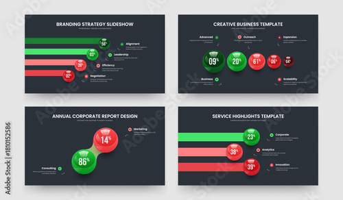 Colorful Campaign Four Five Two Three Element Diagram Slideshow Template Vector Illustration Bundle. Professional Profile 4 5 2 3 Option Infographic Presentation Design Collection.
