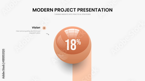 Financial Forecast One Element Chart Slide Design. Service Insight 1 Option Infographic Slideshow Layout. Simple Briefing Presentation Template Vector Illustration.