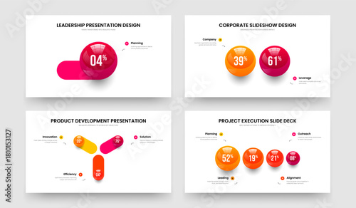Project Campaign 1 2 3 4 Step Infographic Presentation Template Collection. Minimal Review One Two Three Four Element Graph Slideshow Design Vector Illustration Set.