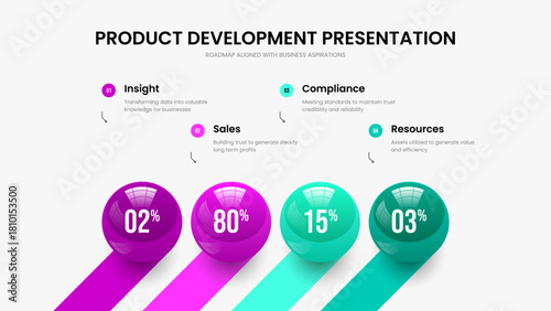 Market Plan 4 Step Diagram Slideshow Design. Colorful Solution Presentation Layout Vector Illustration. Service Report Four Element Infographic Frame Template.