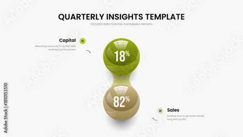 Professional Introduction 2 Step Graph Slideshow Layout. Project Insight Two Option Diagram Slide Template. Financial Launch Frame Design Vector Illustration.