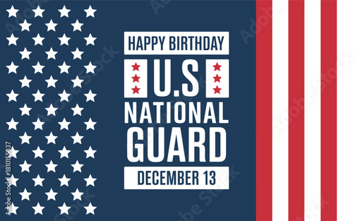 Happy Birthday U.S. National Guard December 13 American Flag Patriotic Background Vector Graphic Illustration Template for Events