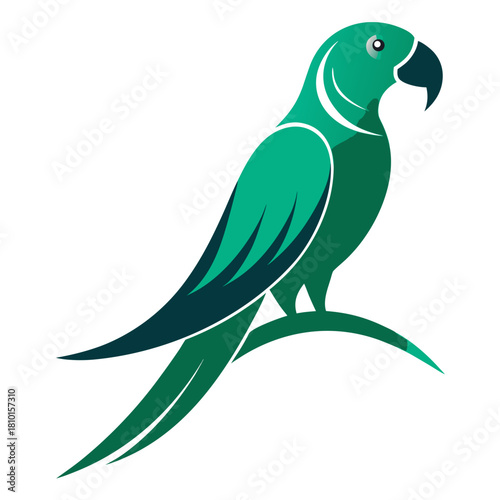 Stylized green parrot logo vector art Vector, illustration