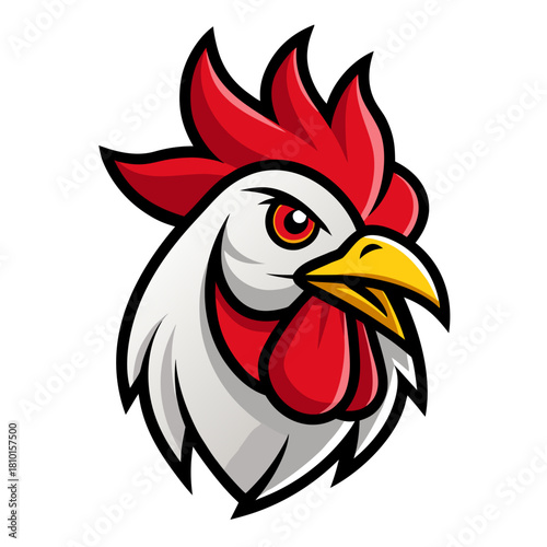 Aggressive rooster head mascot logo Vector, illustration