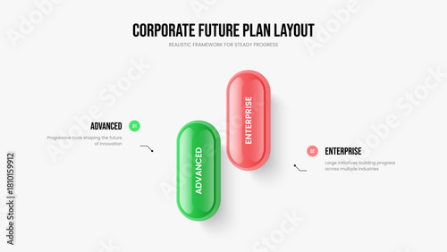 Financial Strategy Frame Template Vector Illustration. Creative Overview Two Option Infographic Presentation Layout. Digital Briefing 2 Step Diagram Slide Design.