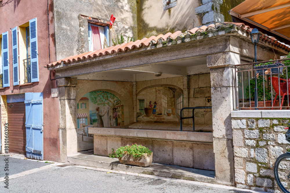 Fototapeta premium Picturesque old houses in the city of Aiguines in France nearby Lac de Sainte Croix.