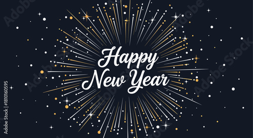 Elegant happy new year celebration with fireworks and dark background