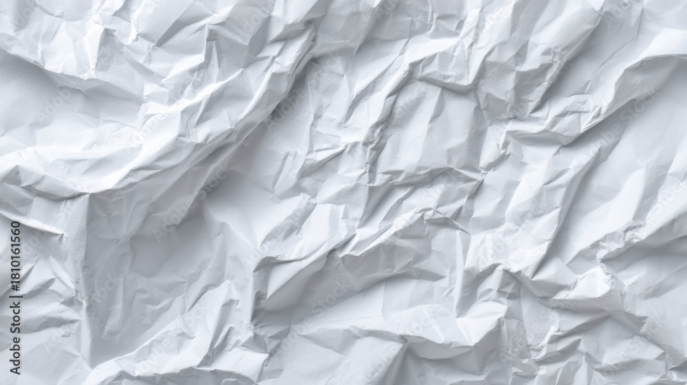 Obraz premium Light plays across the surface of wrinkled white paper revealing intricate textures and patterns.