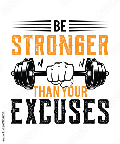 Bold Fitness T-Shirt Design – Gym Motivation, Workout Typography, Streetwear Style