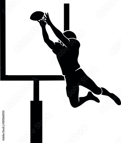 Basketball player dunking ball into hoop silhouette vector illustration black and white sports action jump