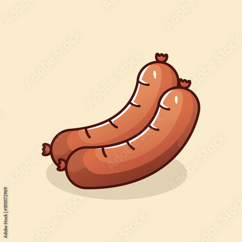 Cute Colorful Sausage Vector Illustration for Food Branding and Cartoon Design
