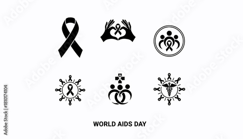 Black & White HIV Prevention Symbol Vector Icons1