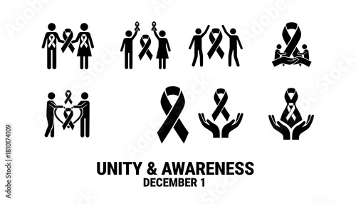 Black & White HIV Prevention Symbol Vector Icons1