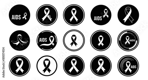 Black & White HIV Prevention Symbol Vector Icons1