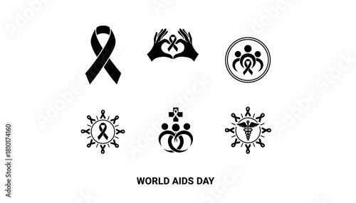 Black & White HIV Prevention Symbol Vector Icons1