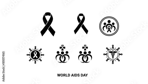 Black & White HIV Prevention Symbol Vector Icons1