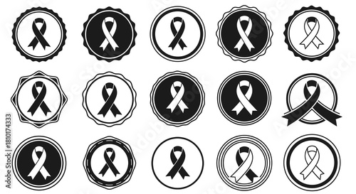 Black & White HIV Prevention Symbol Vector Icons1