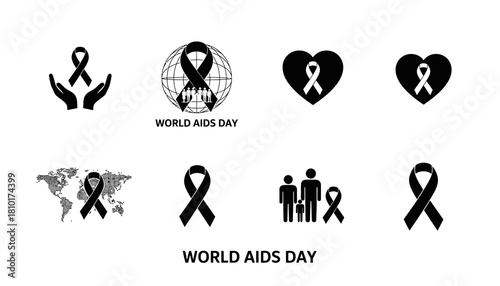 Black & White HIV Prevention Symbol Vector Icons1